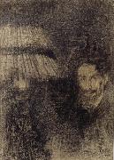 James Ensor Self-Portrait by Lamplight or In the Shadow oil on canvas